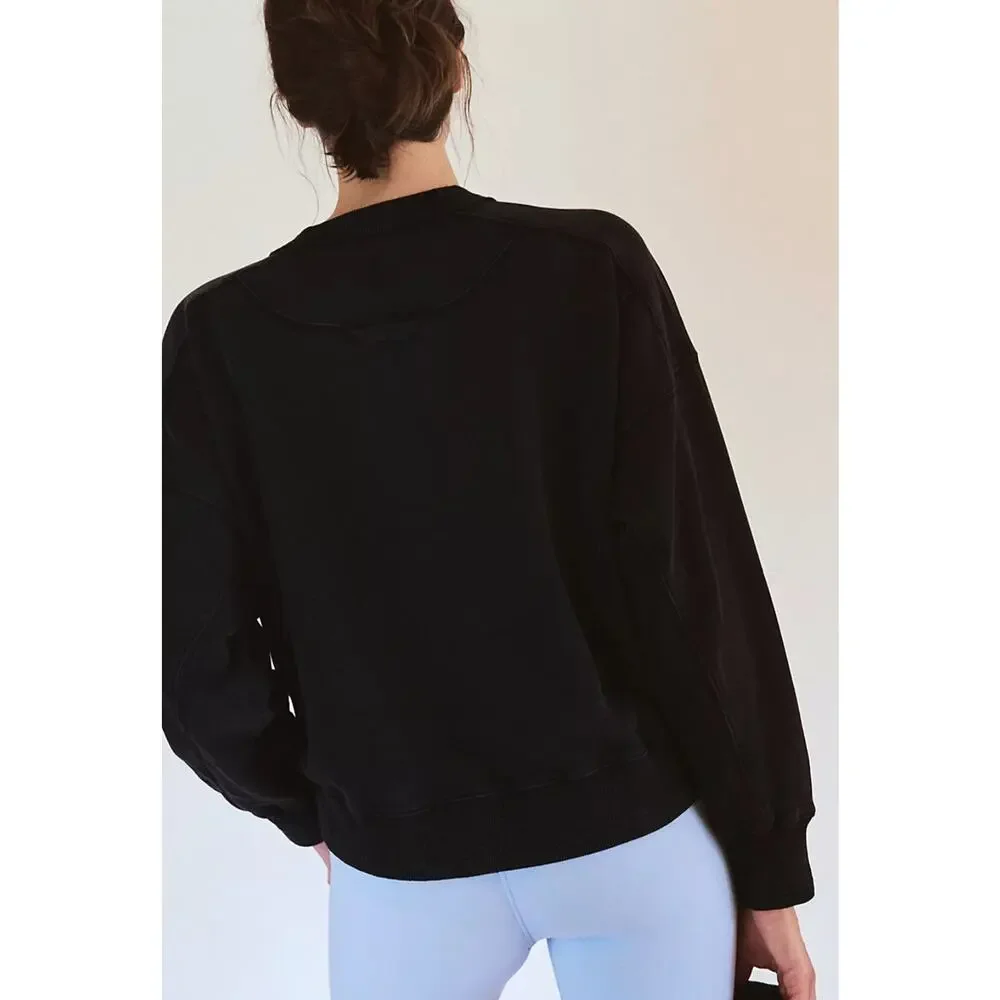 NWT Free People Hatch Maternity Intercept Crewneck Sweatshirt - Black, Small